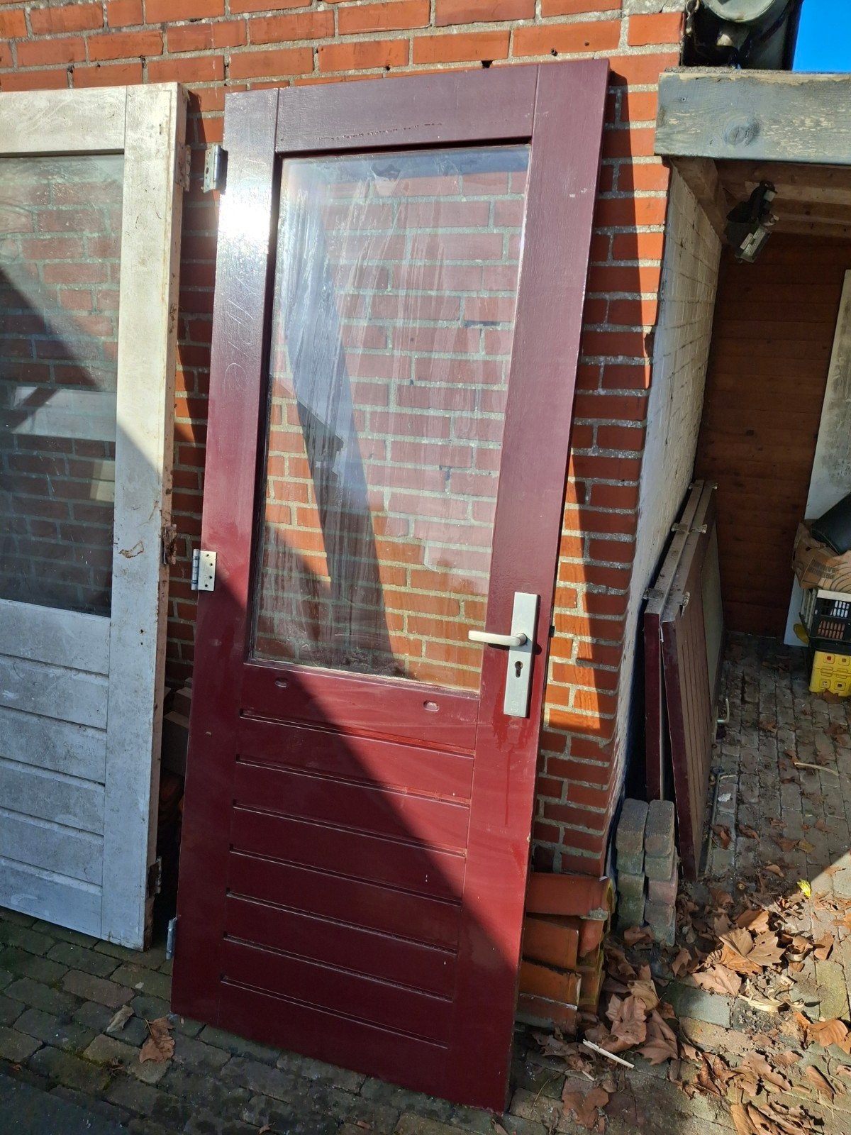 Hardhouten buitendeur met dubbelglas ca  211,5x82, Doe-het-zelf en Verbouw, Deuren en Horren, Ophalen, Gebruikt, 80 tot 100 cm