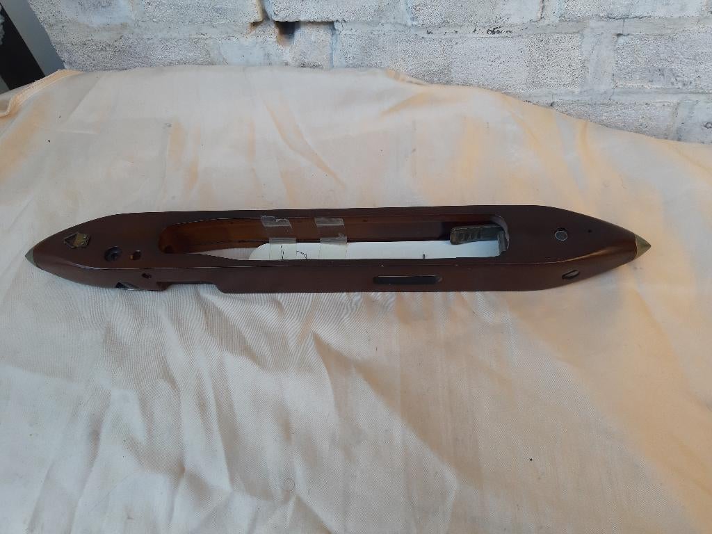 Vintage Thermometer in mooie antieke weefspoel houder., Antiek en Kunst, Curiosa en Brocante, Ophalen
