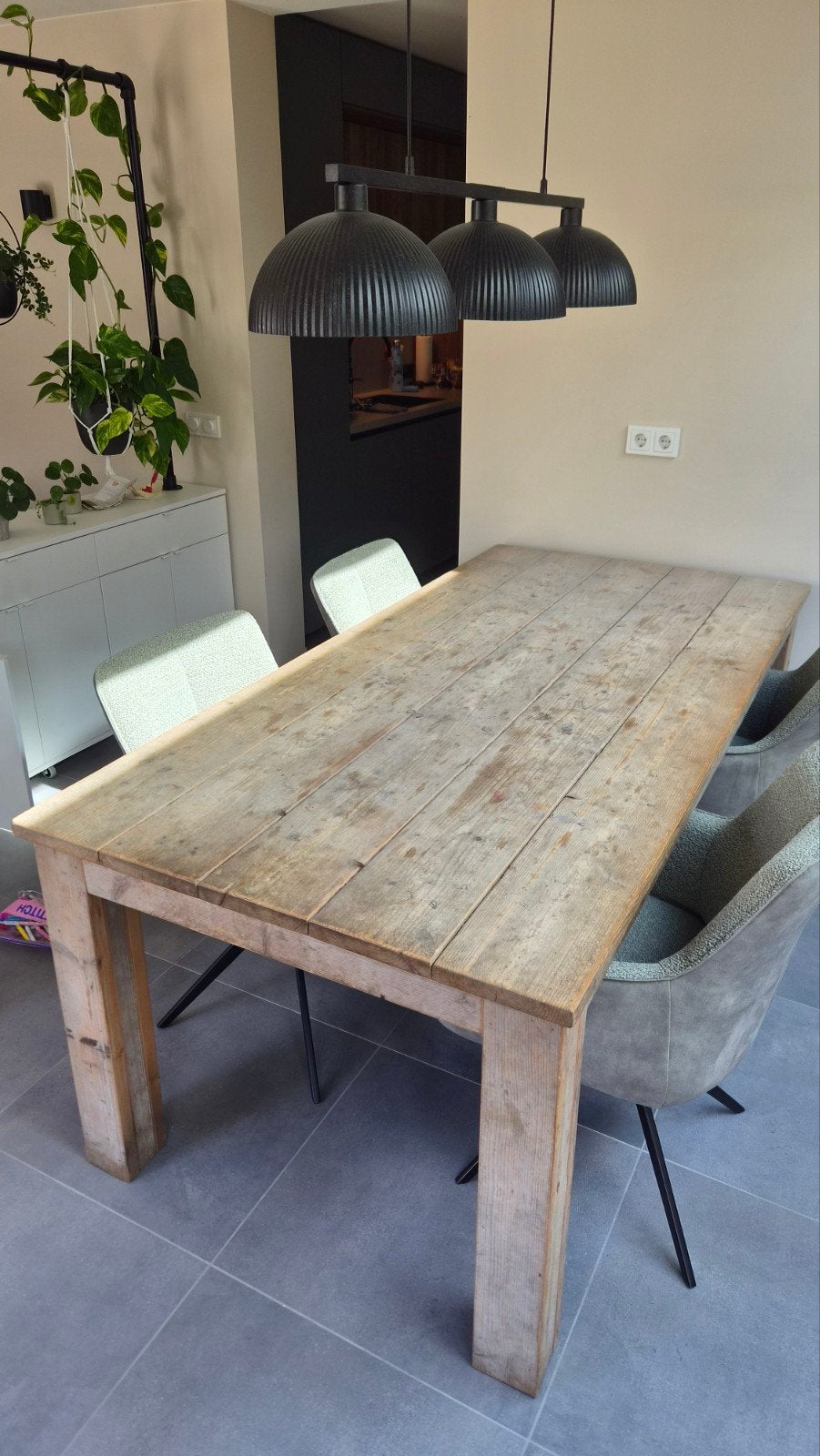 steigerhouten eettafel - 200x96x78, Ophalen, Gebruikt, 50 tot 100 cm, Vijf personen of meer