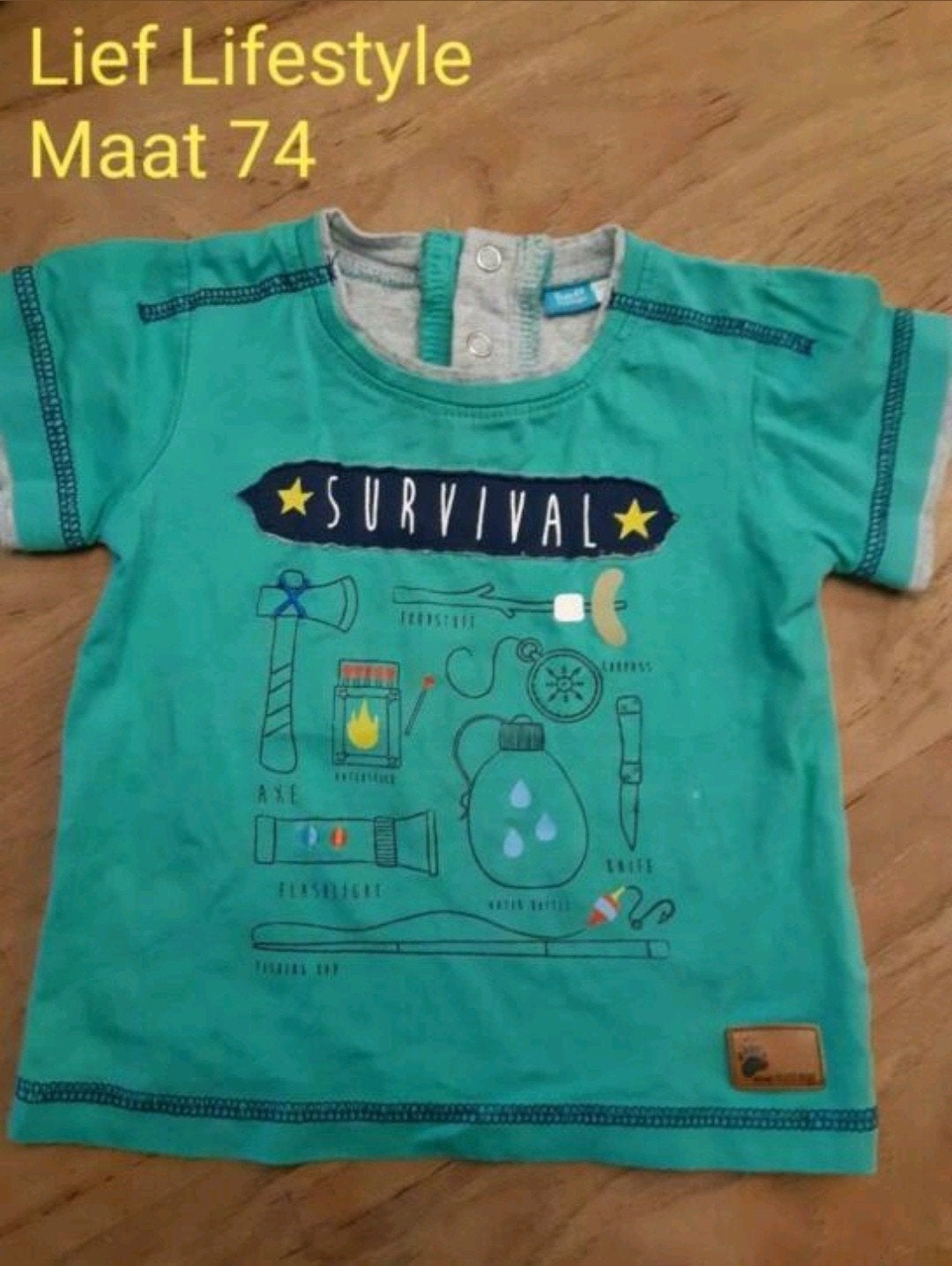 Lief Lifestyle T-shirt Maat 74 - Survival thema, Gebruikt, Lief Lifestyle, Ophalen of Verzenden, Jongetje