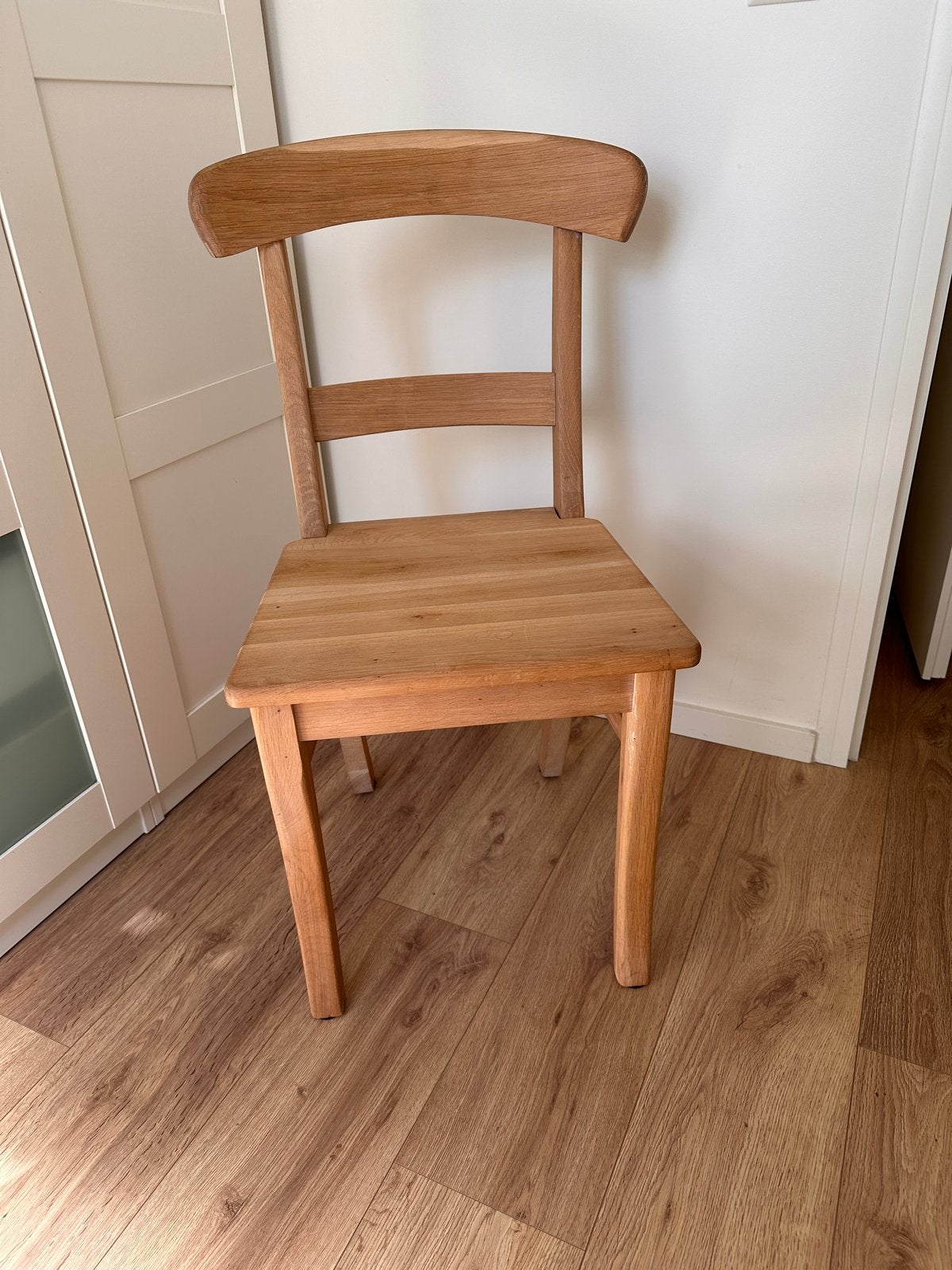 2x stevige houten stoel - teak, Ophalen, Gebruikt, Overige kleuren, Eén