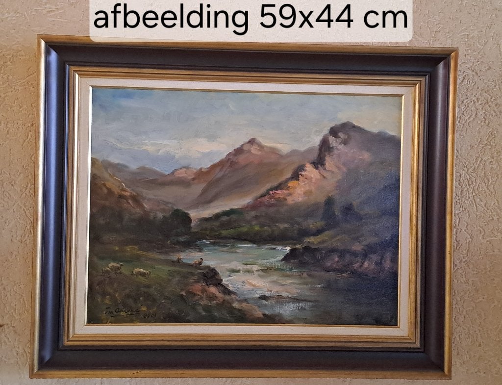 schilderijen Ton Acone (5x) en ets Frans Peeters (1x), Antiek en Kunst, Kunst | Schilderijen | Klassiek, Ophalen of Verzenden