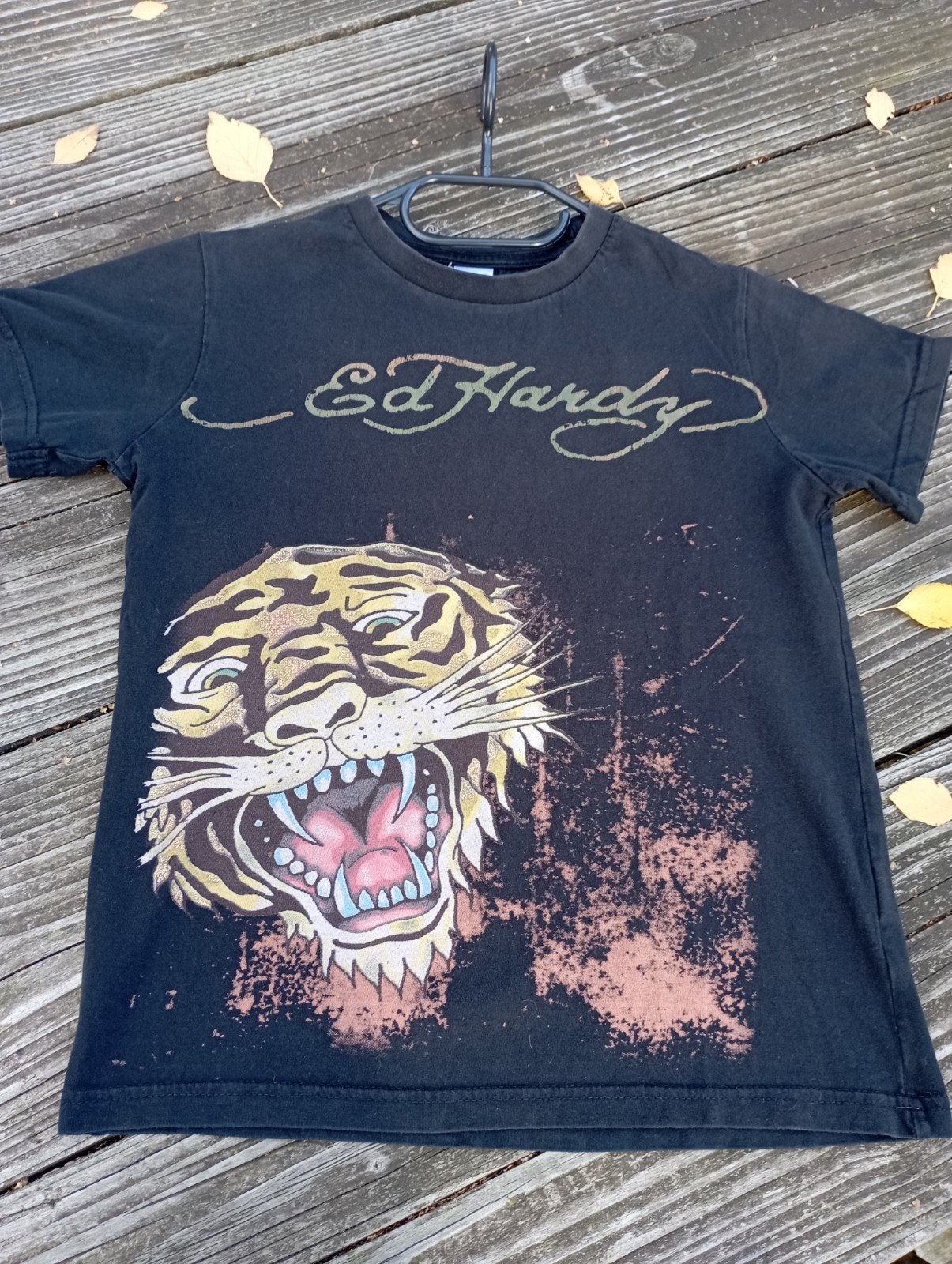 vintage (jaren 2000) Y2K Ed Hardy t-shirt, mt XS/S - kids M, Ophalen of Verzenden, Maat 34 (XS) of kleiner, Korte mouw