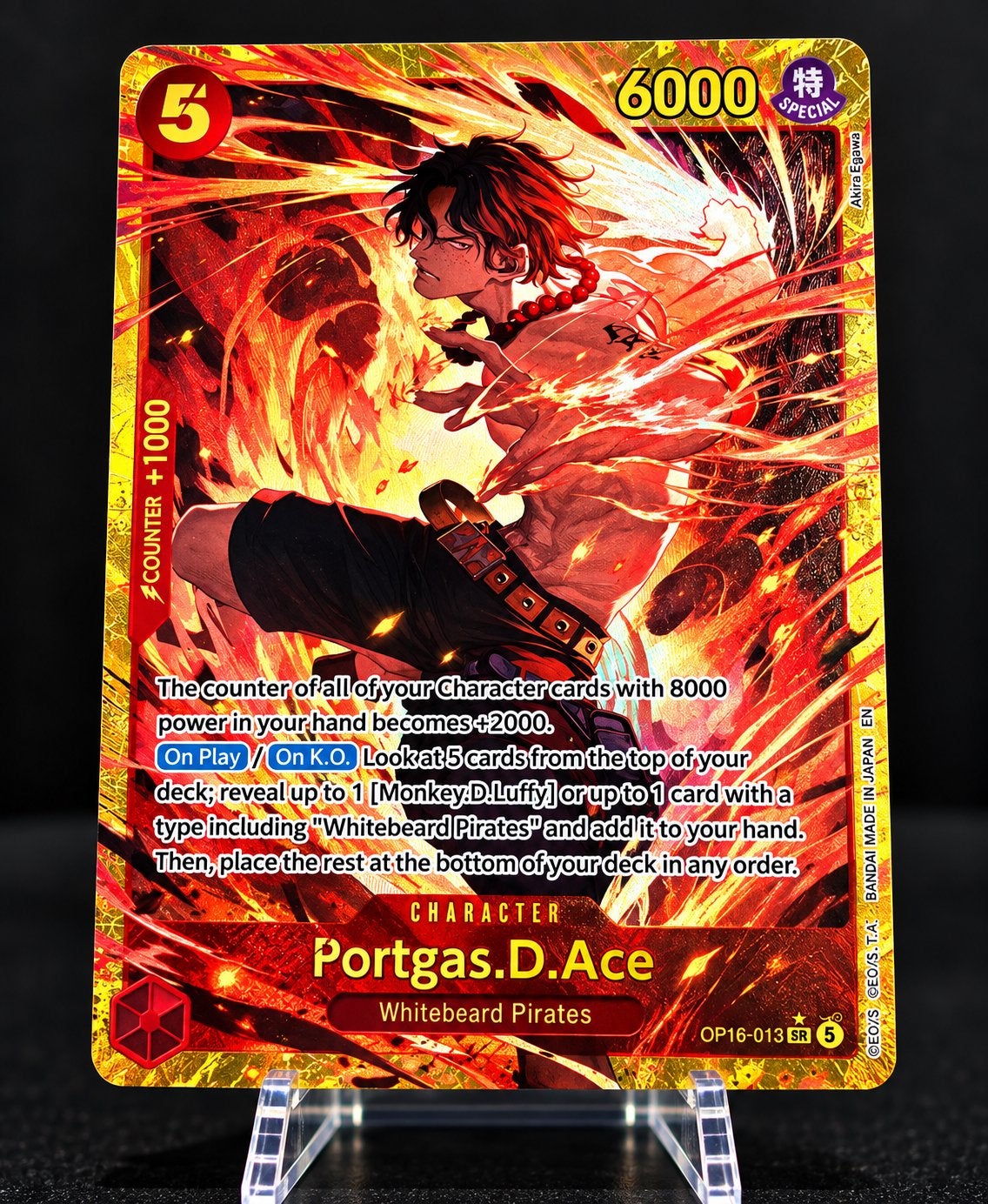 One Piece Card Game Portgas D. Ace OP02-013 SR (Foil), Ophalen, Zo goed als nieuw, Losse kaart, Foil