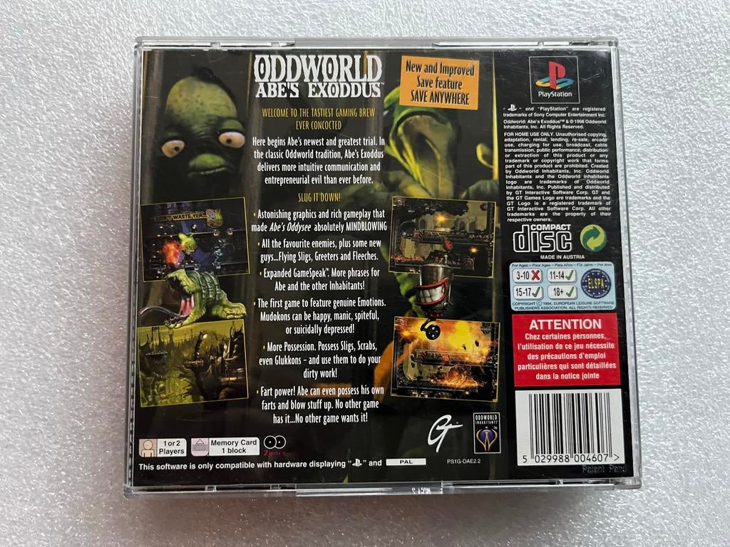 Oddworld: Abe's Exoddus - PlayStation 1 (PS1) PAL, Avontuur en Actie, Gebruikt, 1 speler, Ophalen of Verzenden