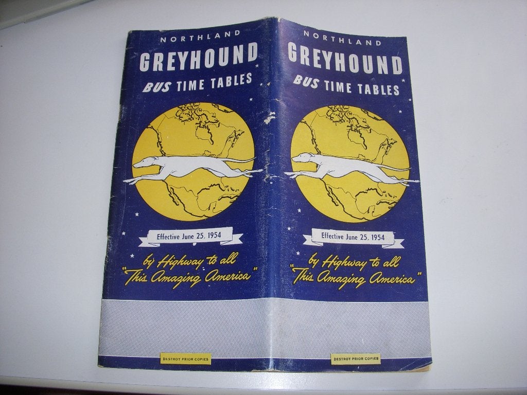 Greyhound Bus Time Tables juni 1954 USA busdiensten, Ophalen of Verzenden, Gebruikt, Bus of Metro, Overige typen