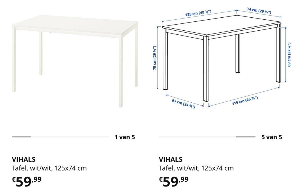 Witte eetafel van IKEA, Ophalen, Rechthoekig, 100 tot 150 cm