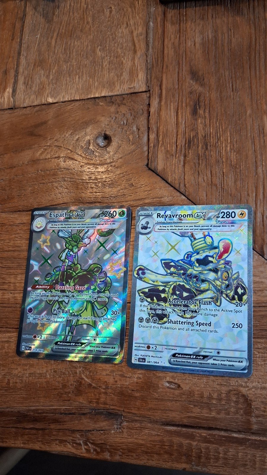 Pokémon kaarten: Espathra ex en Revavroom ex (Foil), Ophalen of Verzenden