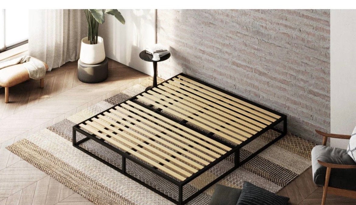 Emma metalen bed 180x200 met lattenbodem en matras, Ophalen, Gebruikt, Zwart, Tweepersoons