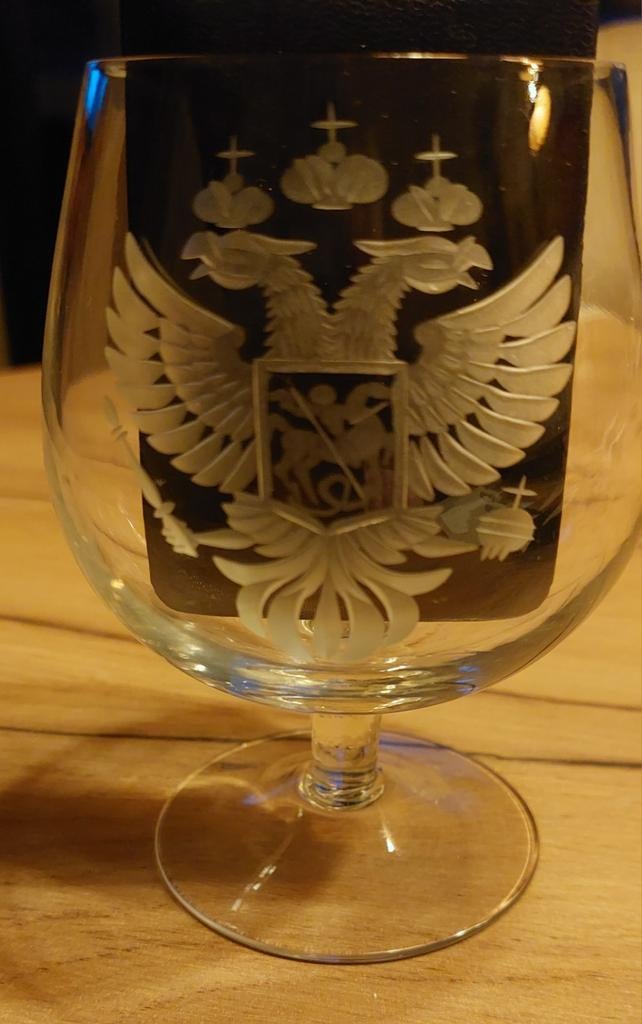 Vintage Cognacglas met Russisch Keizerlijk Wapen, Antiek en Kunst, Antiek | Glas en Kristal, Ophalen of Verzenden