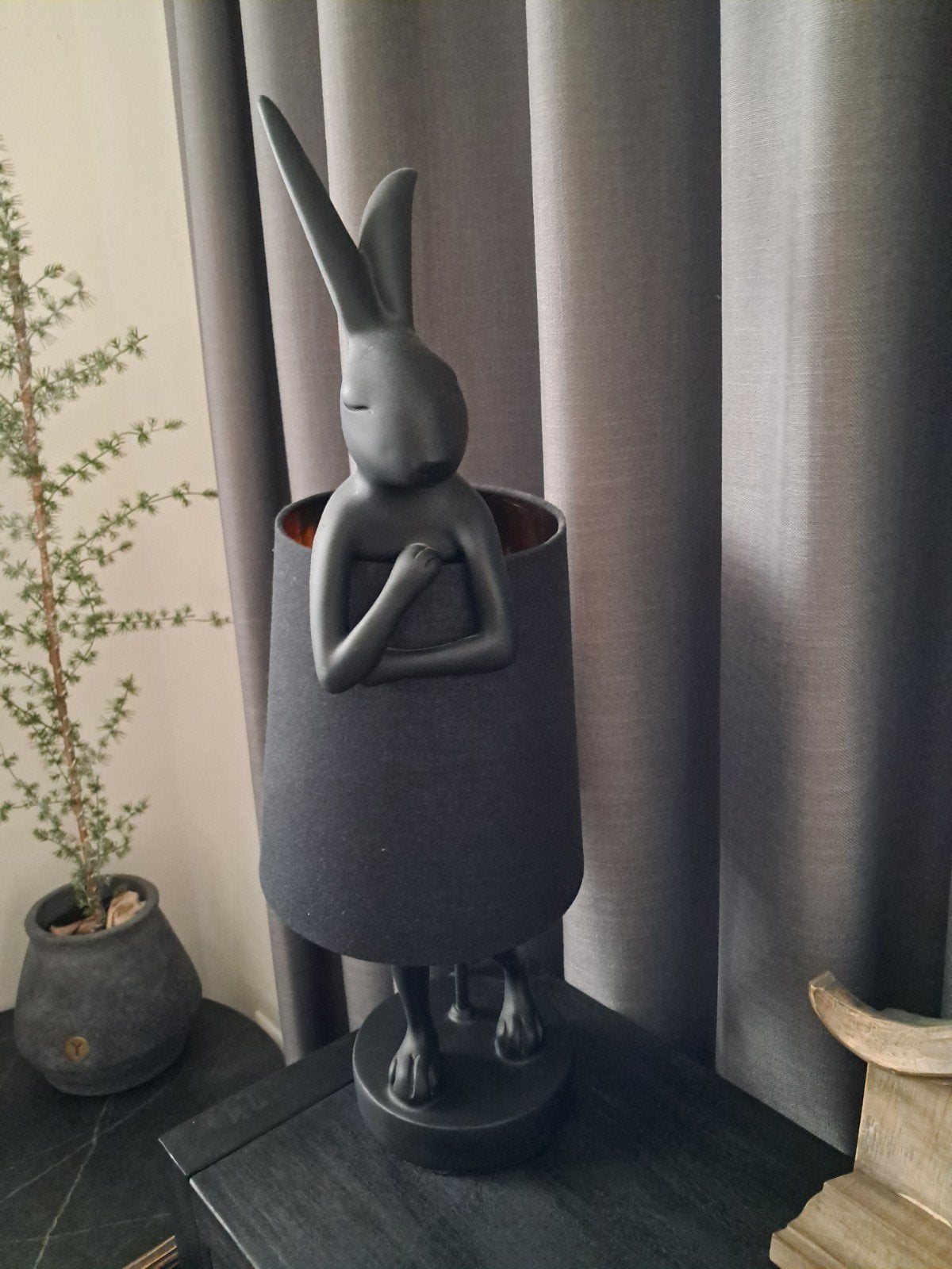 Kare Design Tafellamp Animal Rabbit Zwart - 68cm, Huis en Inrichting, Lampen | Tafellampen, Ophalen, Kare, Zwart, Met stekker