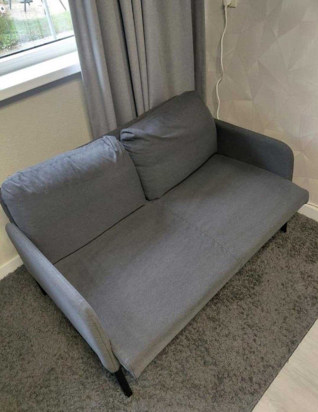 IKEA Glostad bankje grijs met zwarte poten, Ophalen, Modern, Scandinavisch, Tweepersoons, 75 tot 100 cm