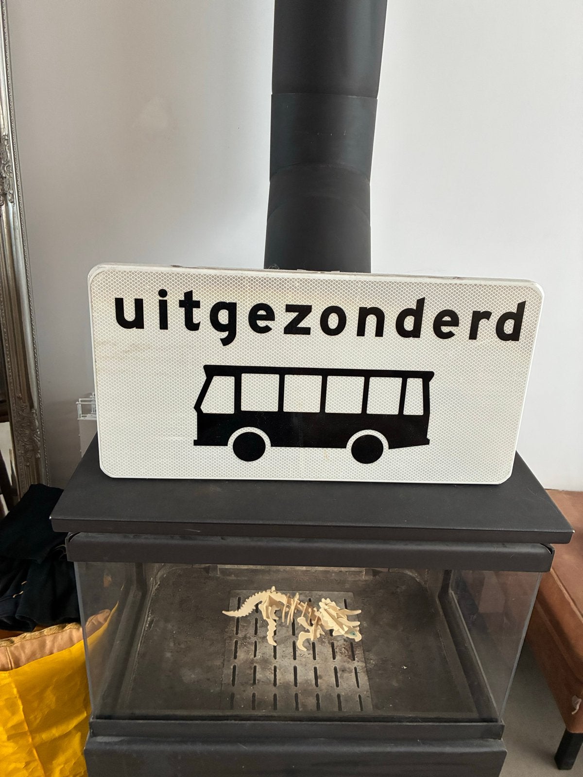 Vintage Verkeersbord 'uitgezonderd bus', Ophalen of Verzenden, Gebruikt