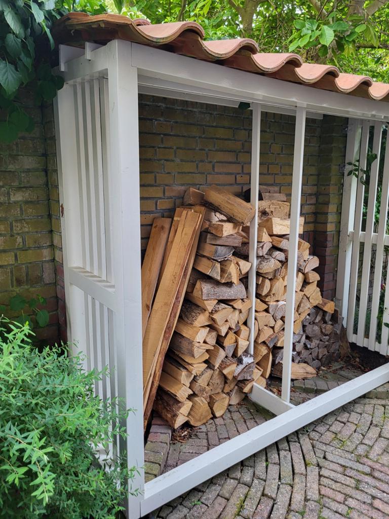 Robuuste opslag voor haardhout met pannendak, Tuin en Terras, Ophalen, Hout, Overige typen
