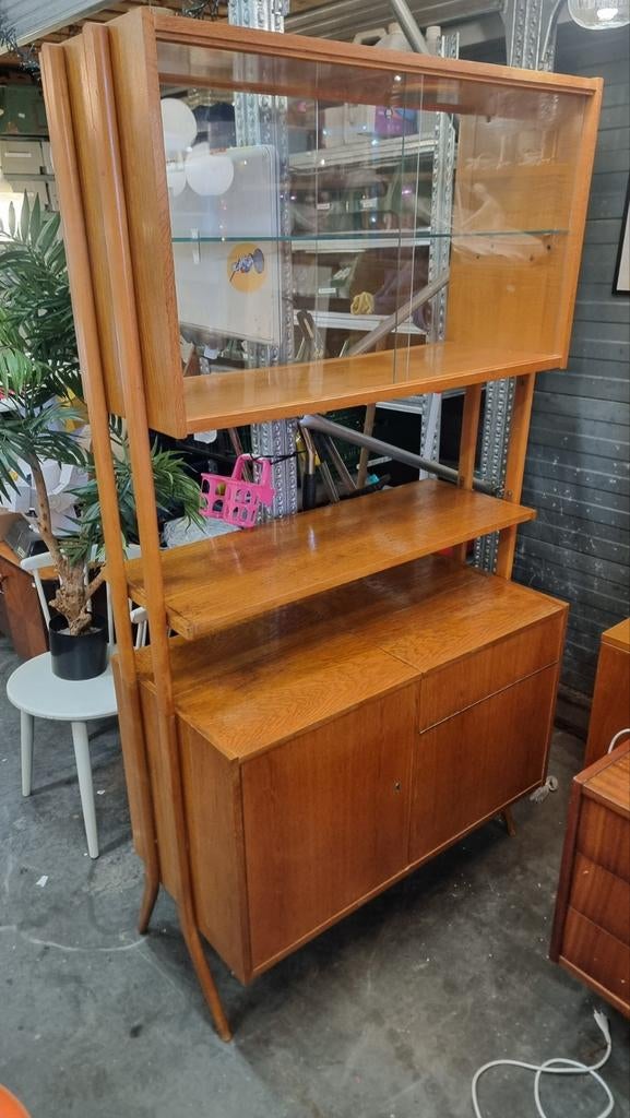 Vintage wandmeubel met bar mid century, ,, Ophalen of Verzenden, ,, Minder dan 100 cm