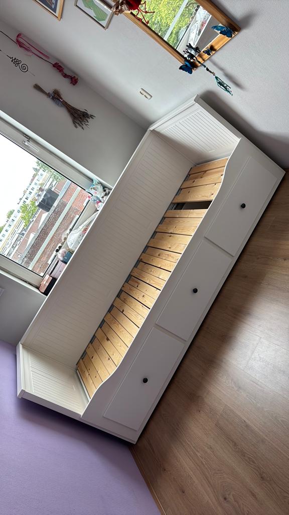 Ikea bed, 1 tot 2 persoons bed, 3 lades, uitschuifbaar, wit, Huis en Inrichting, Slaapkamer | Bedden, Ophalen, Verstelbaar, Eenpersoons