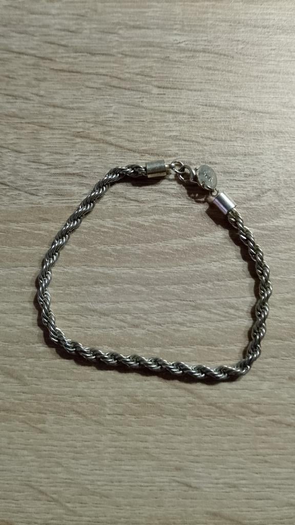 Zilveren touwketting armband - 925 zilver, Ophalen of Verzenden, Gebruikt, Zilver, Zilver