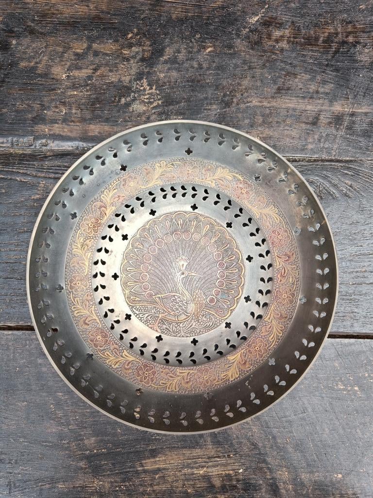 Decoratieve schaal met pauw en bloem motief, Antiek en Kunst, Ophalen of Verzenden