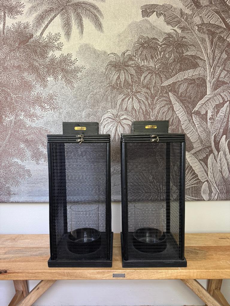 Riviera Maison windlichten, Huis en Inrichting, Woonaccessoires | Kandelaars en Kaarsen, Ophalen, Gebruikt, 25 tot 50 cm, Zwart