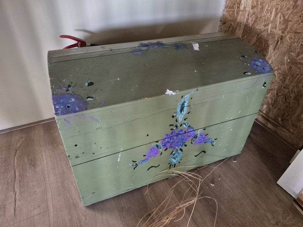 Vintage Groene Houten Kist - 80x50x55 cm, Ophalen, 50 – 75, Gebruikt, 50 tot 100 cm
