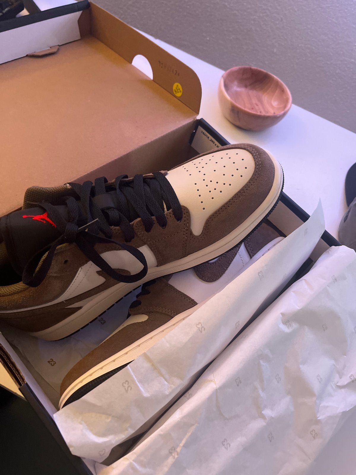 Nike Air Jordan 1 Low Palomino/Phantom-Sail, Ophalen, Nieuw, Bruin, Sneakers of Gympen
