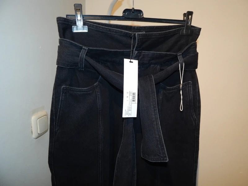 IRO aparte donkere jeans broek band eraan Nieuw mt 40, Maat 38/40 (M), Verzenden, Zwart, Nieuw