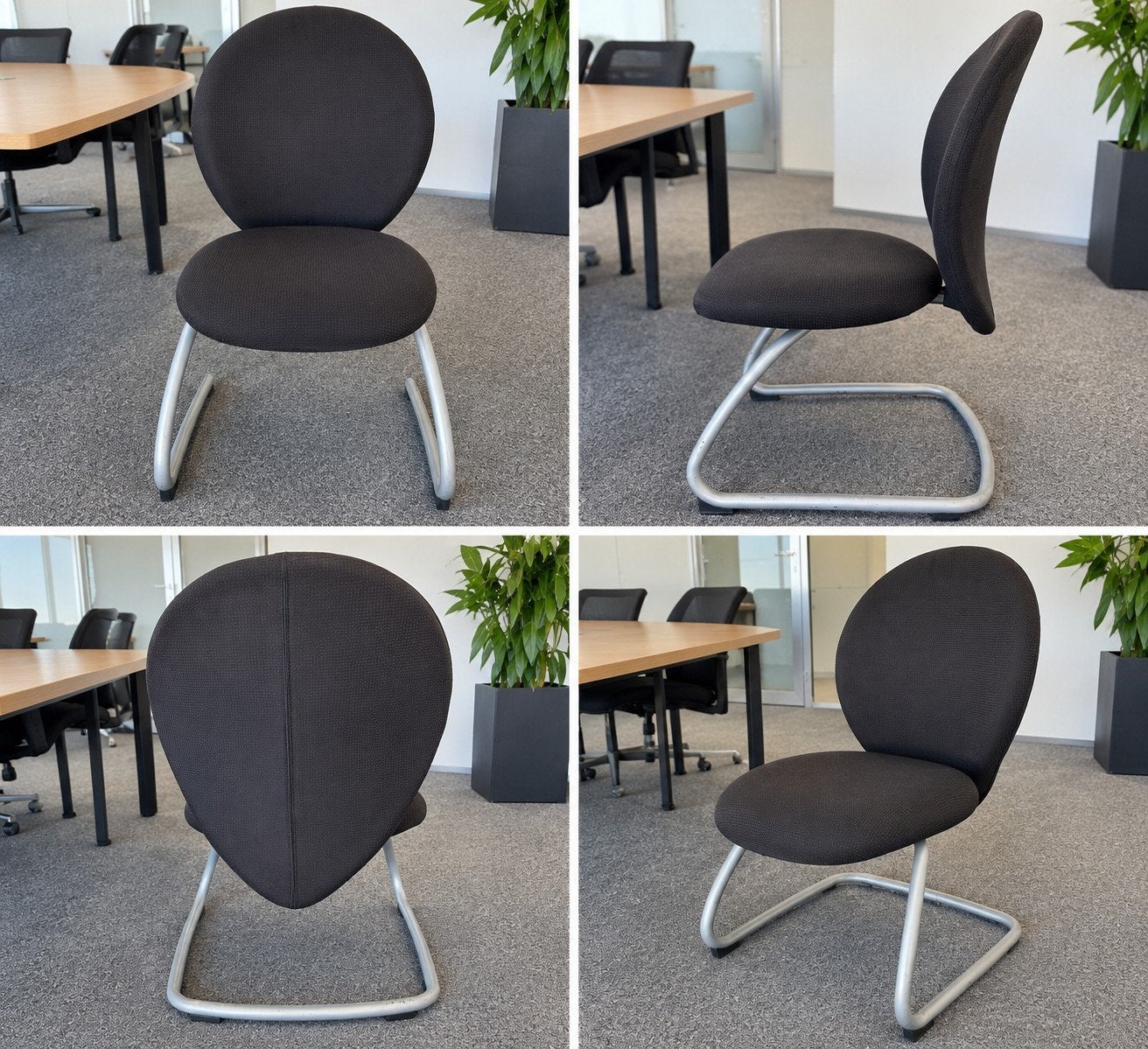 Wiesner Hager Freischwinger stoel (totaal 4 stuks), Ophalen, Gebruikt, Zwart, Metaal