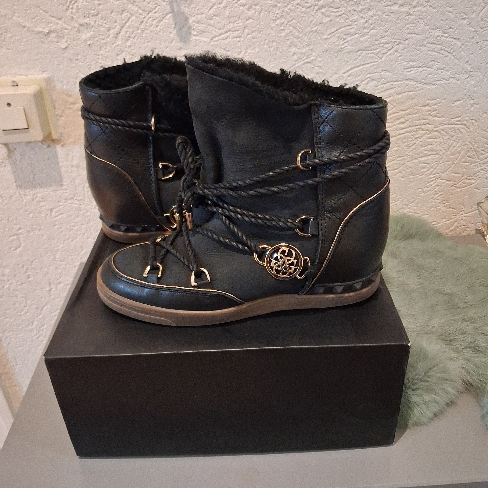 Glamorous Freya Black Snowboots Maat 38, Zwart, Snowboots, Ophalen of Verzenden, Zo goed als nieuw