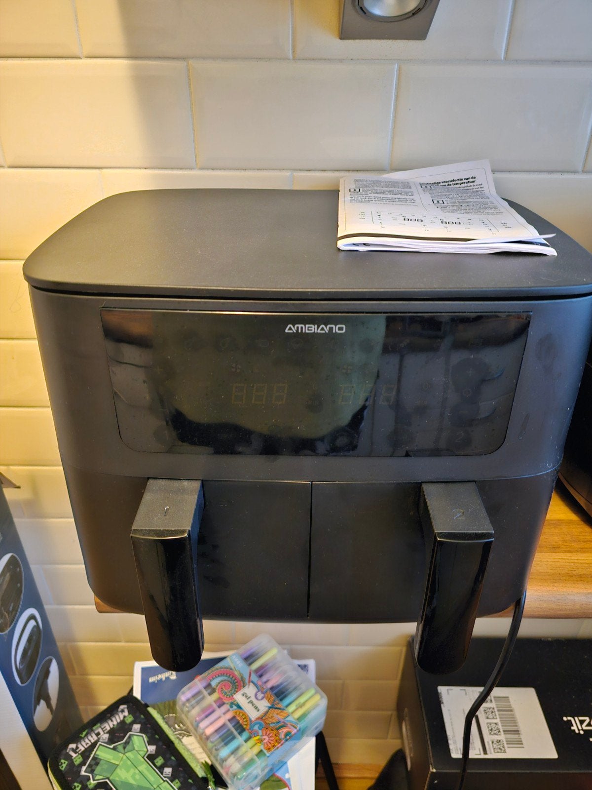 Ambiano Dual Airfryer - Zo goed als nieuw, Witgoed en Apparatuur, Airfryers, Ophalen, Zo goed als nieuw, Airfryer XXL, 1500 gram of meer