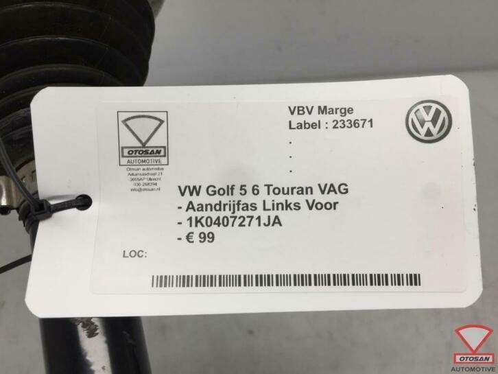 vw golf 5 6 touran vag aandrijfas links voor 1k0407271ja, Auto-onderdelen, Gebruikt, Volkswagen, Volkswagen AG, Berliner Ring 2
38440  Wolfsburg, DE