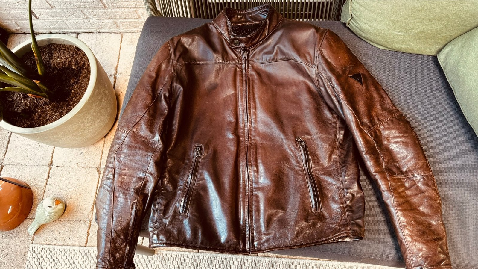 Dainese bruin leren motorjas maat 50, Motoren, Ophalen of Verzenden, Tweedehands, Heren, Jas | leer