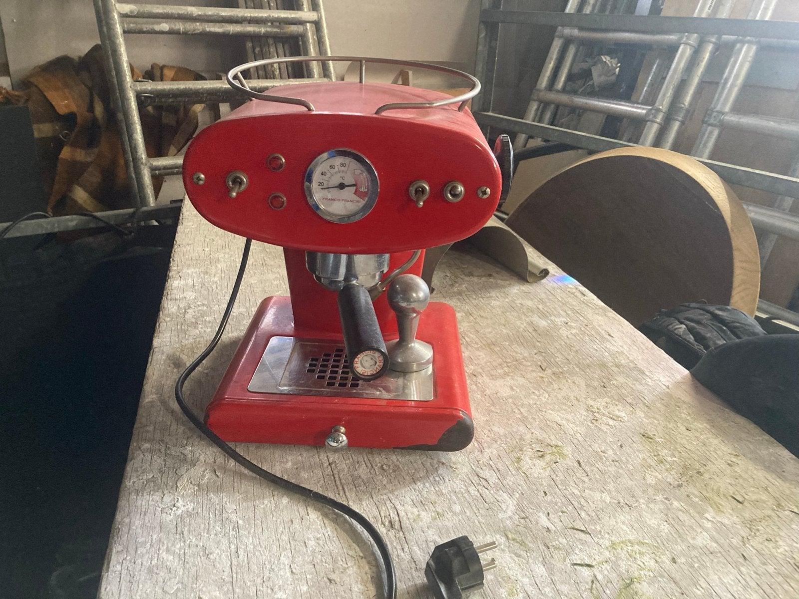 Vintage Rode Expresso Koffie Apparaat, Ophalen, Gebruikt, Espresso apparaat, Gemalen koffie