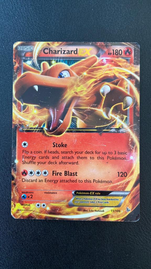Pokemon charizard ex 11/106 flashfire, Ophalen of Verzenden, Gebruikt, Losse kaart