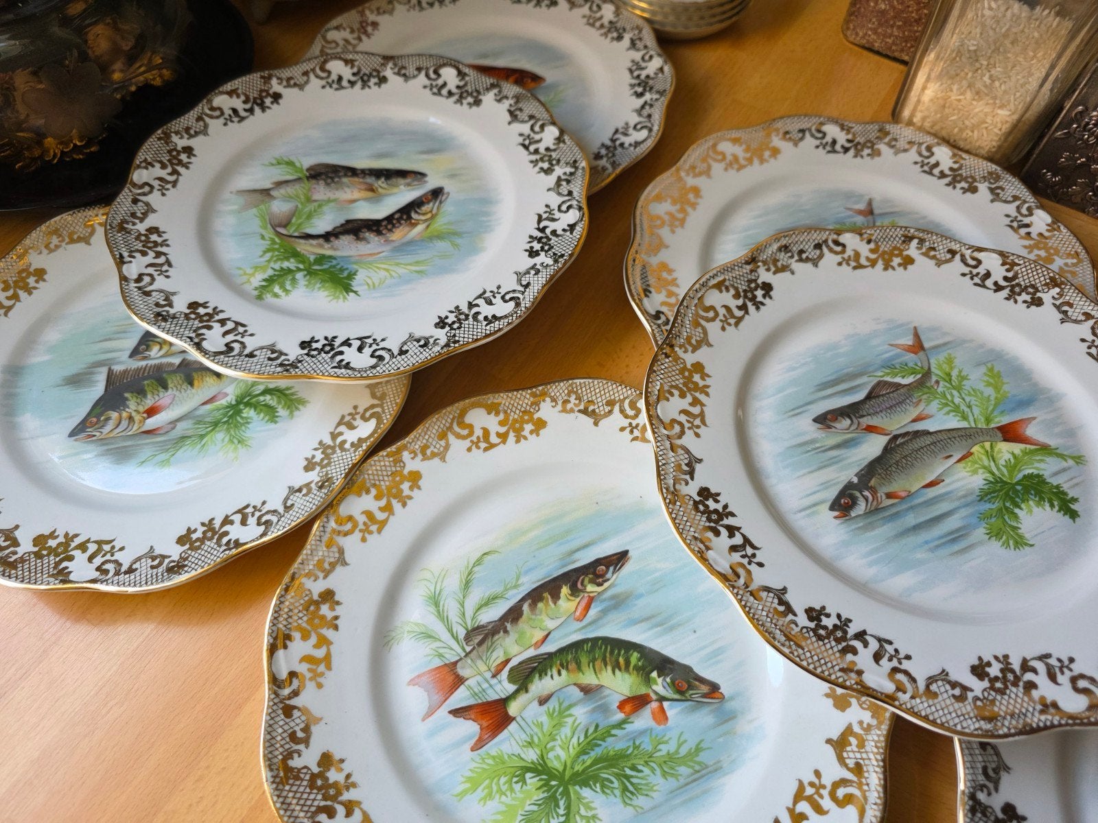 Zoek maar uit vis bord dinerbord porselein Limoges, Antiek en Kunst, Ophalen of Verzenden