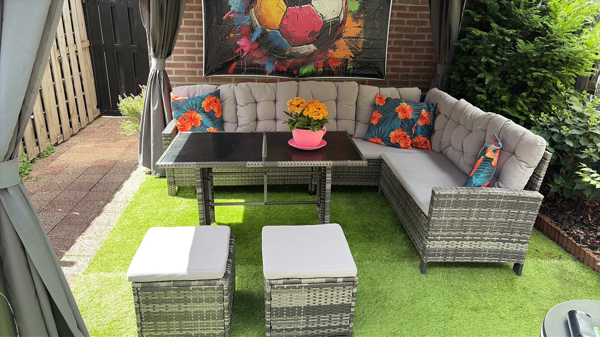 Nette loungeset met kussens, Tuin en Terras, Tuinmeubel-accessoires, Ophalen of Verzenden, Zo goed als nieuw