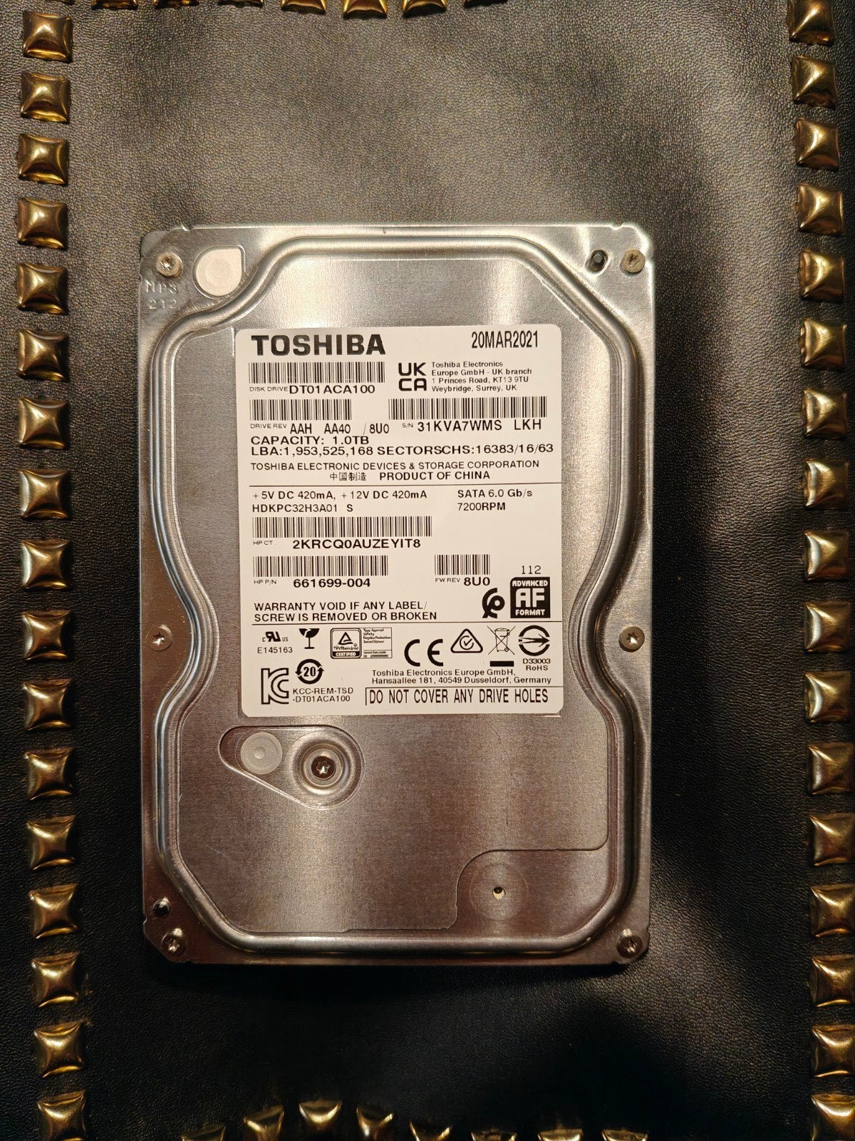 Toshiba DT01ACA100 1TB HDD, Intern, Toshiba, Ophalen of Verzenden, Zo goed als nieuw
