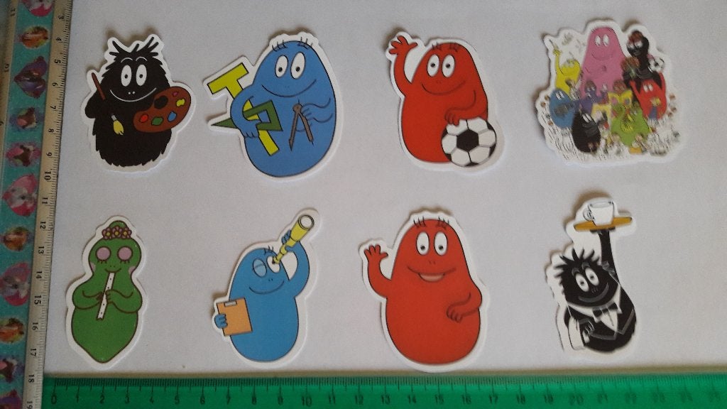8 pvc auto laptop kliko koelkast stickers Barbapapa set 5, Verzenden