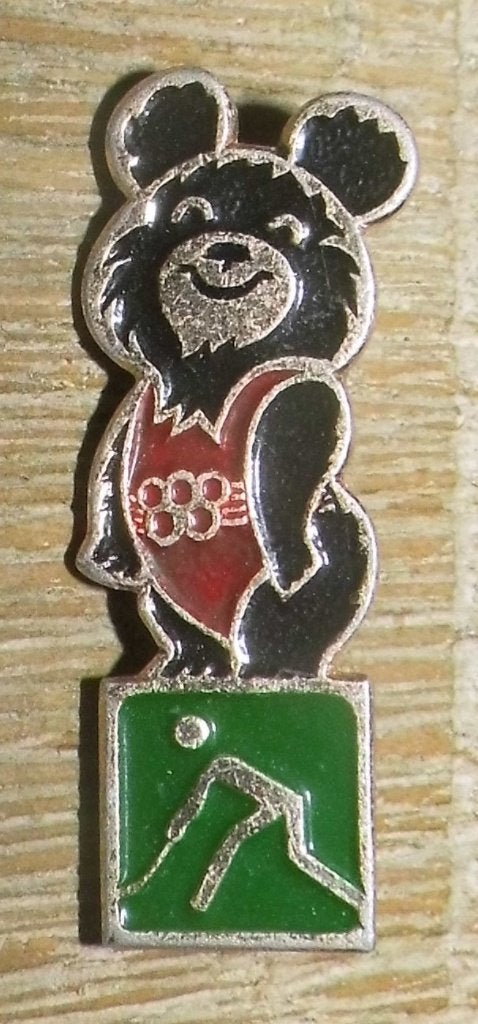 Speld Olympische Spelen Moskou 1980 - Hockey, Misha, Verzamelen, Verzenden, Gebruikt, Sport, Speldje of Pin