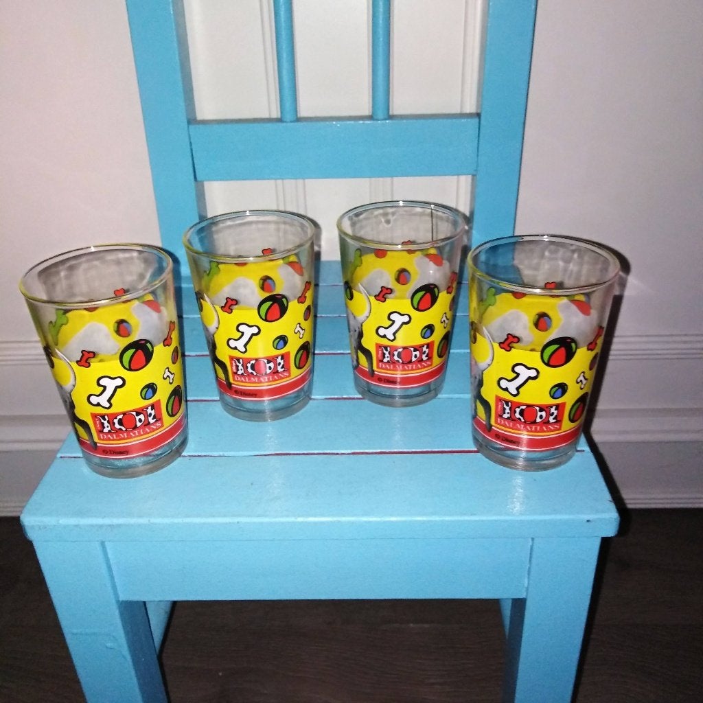 101 Dalmatier glaasjes 6 stuks, Ophalen, Overige figuren, Gebruikt, Servies