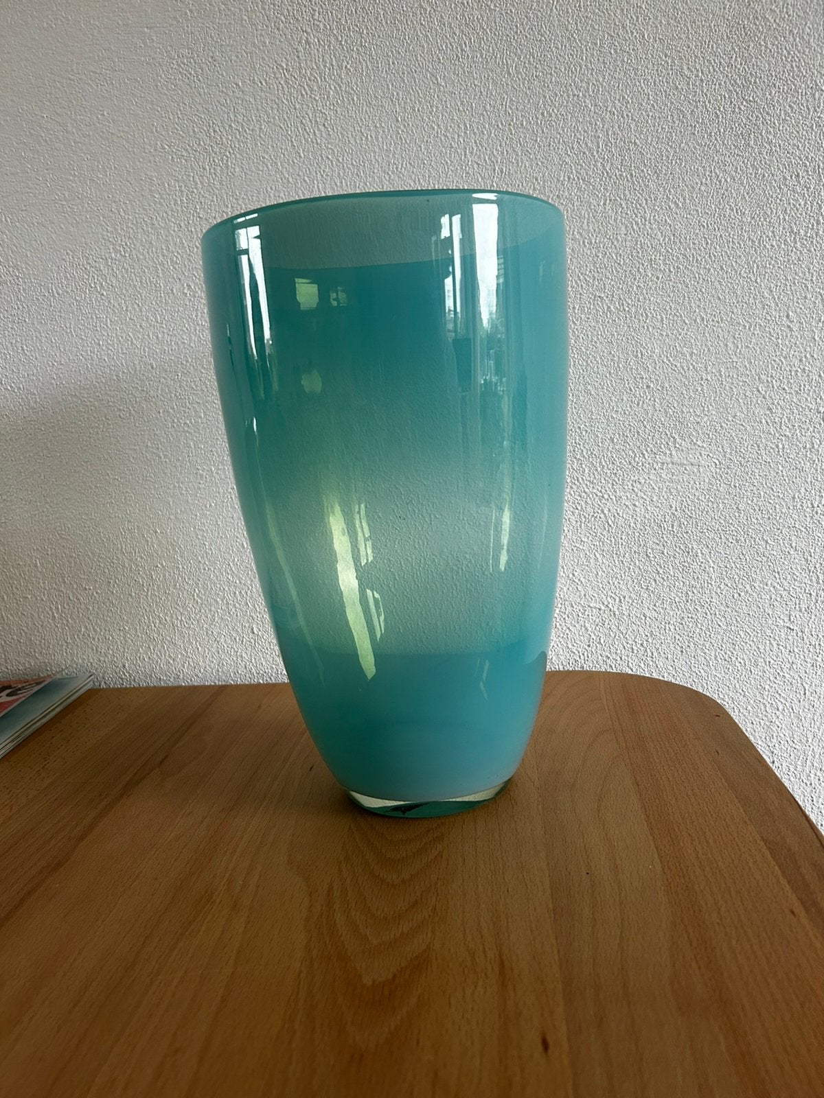Pols Potten vaas blauw groen pastel melkachtig glas h 33 ø19, Blauw, Nieuw, Ophalen of Verzenden, Glas