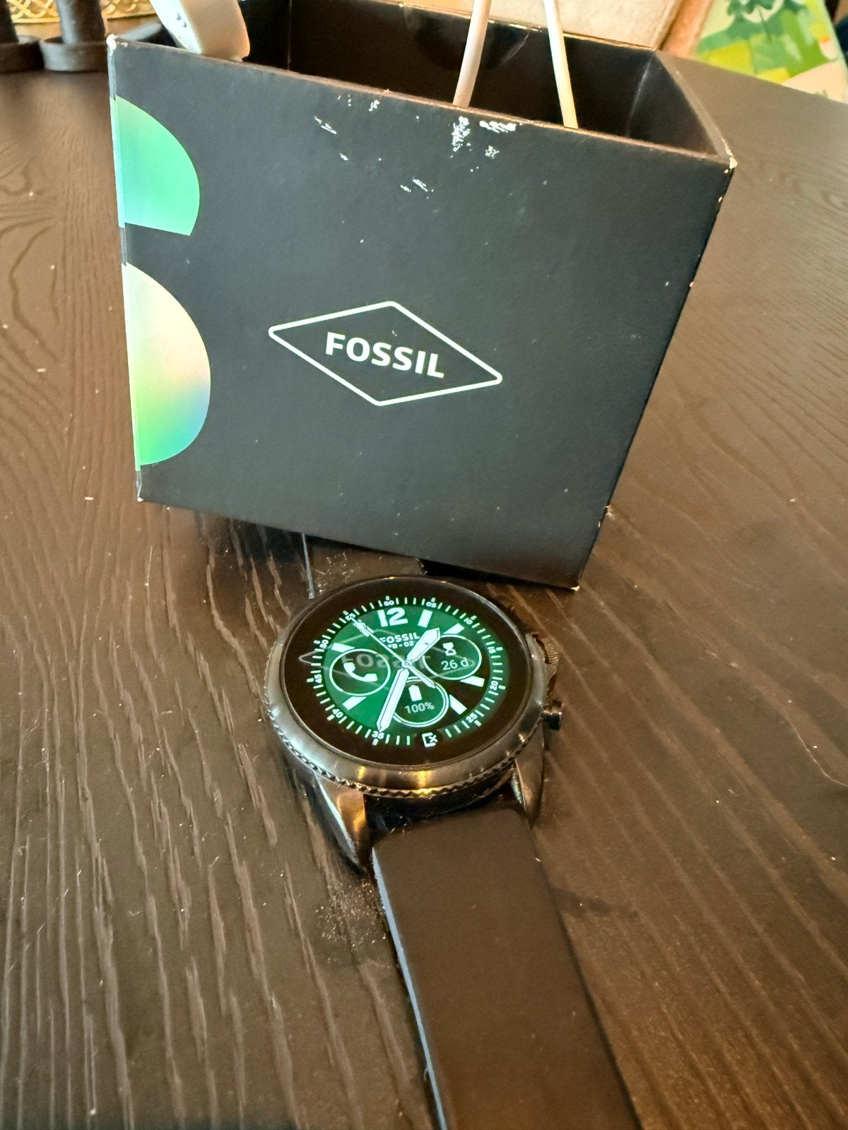 Fossil Smartwatch - Zwart met originele doos, Ophalen, Hartslag, Zwart, Zo goed als nieuw