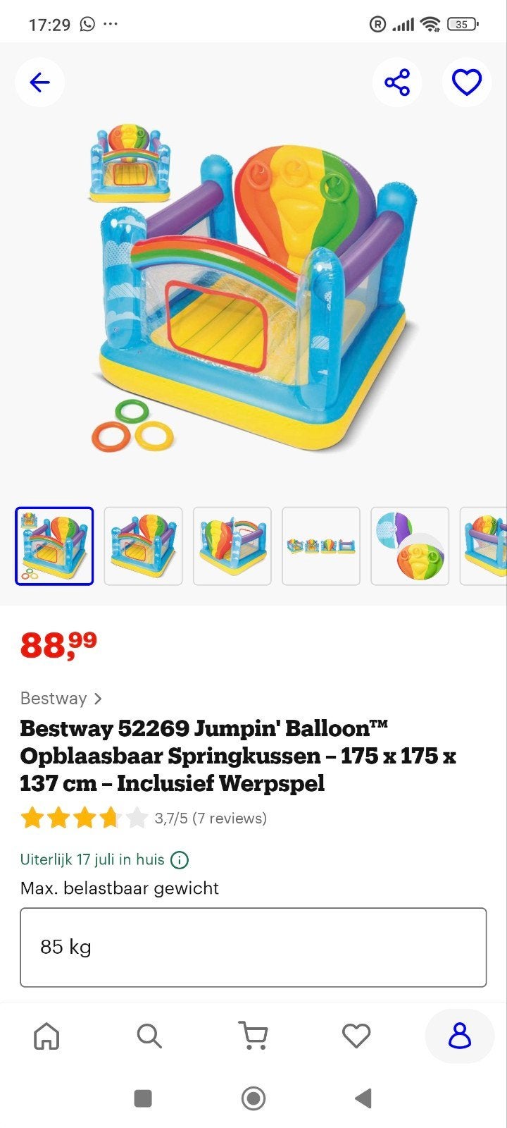 Bestway Opblaasbaar Springkussen Jumpin' Balloon, Ophalen of Verzenden