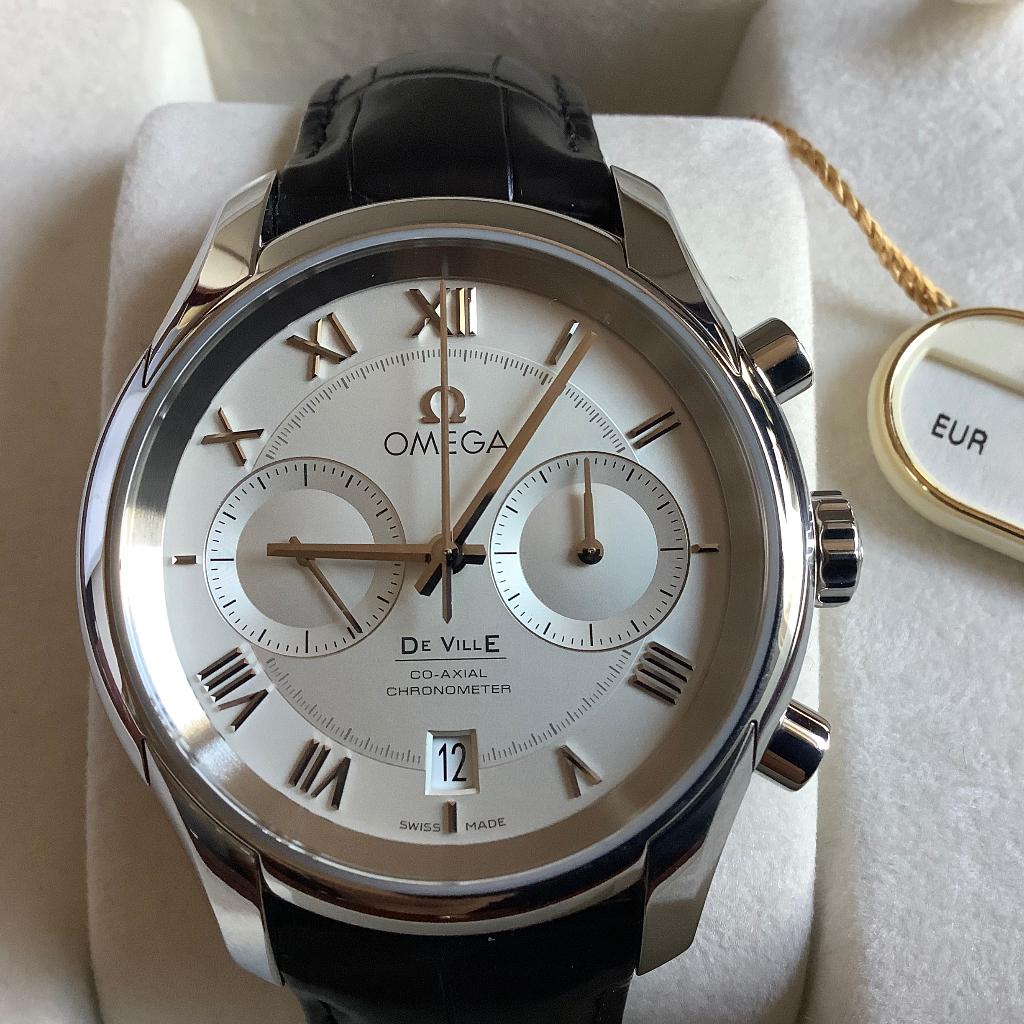 Omega co-axial de ville NIEUW ongedragen staal 42 mm, Ophalen, Leer, Staal, Polshorloge