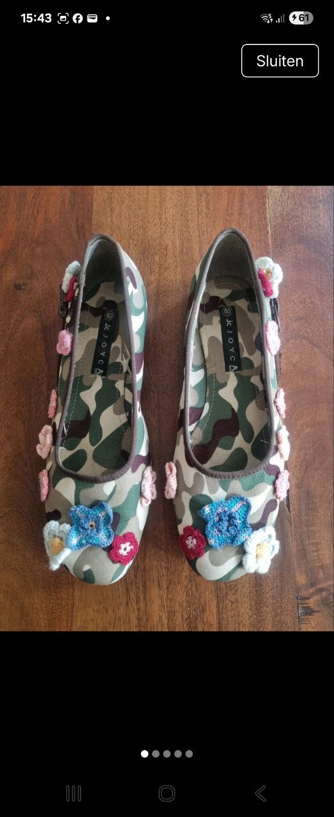 Leuke camouflage ballerina's met bloemen, XIOYCA, Gedragen, Groen, Ballerina's