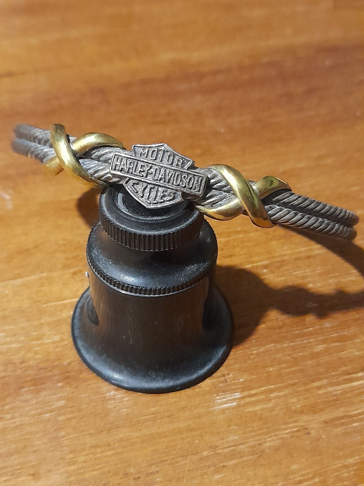 Gevlochten Harley Davidson Armband Zilver & Messing, Verzenden, Gebruikt, Zilver, Zilver