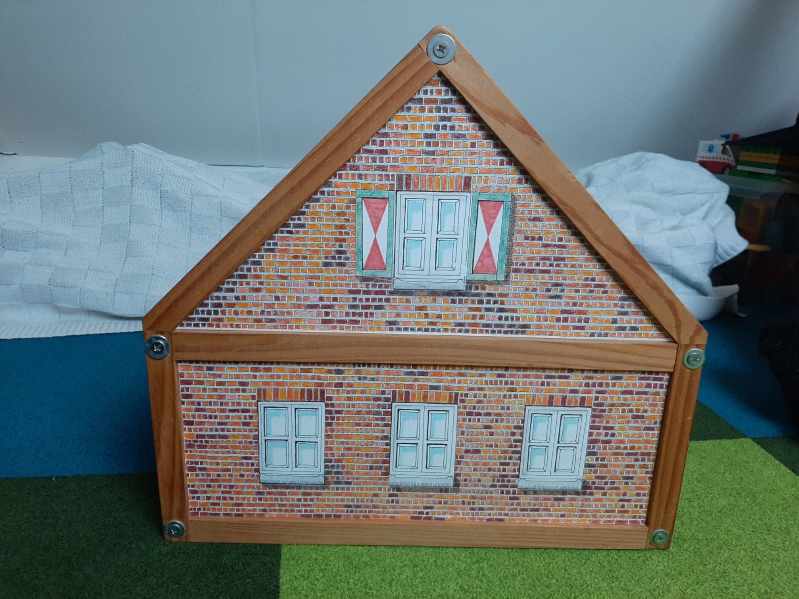 Houten poppenhuis met meubels, Ophalen, Gebruikt, Poppenhuis
