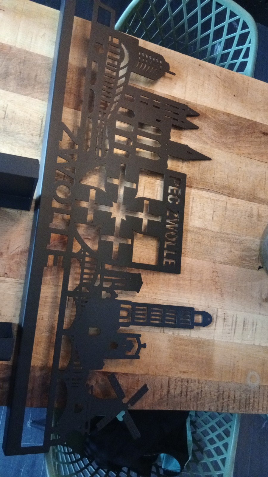 PEC Zwolle Skyline Wanddecoratie - Metaal, Metaal, Zwart, Ophalen of Verzenden, Met ophangsysteem