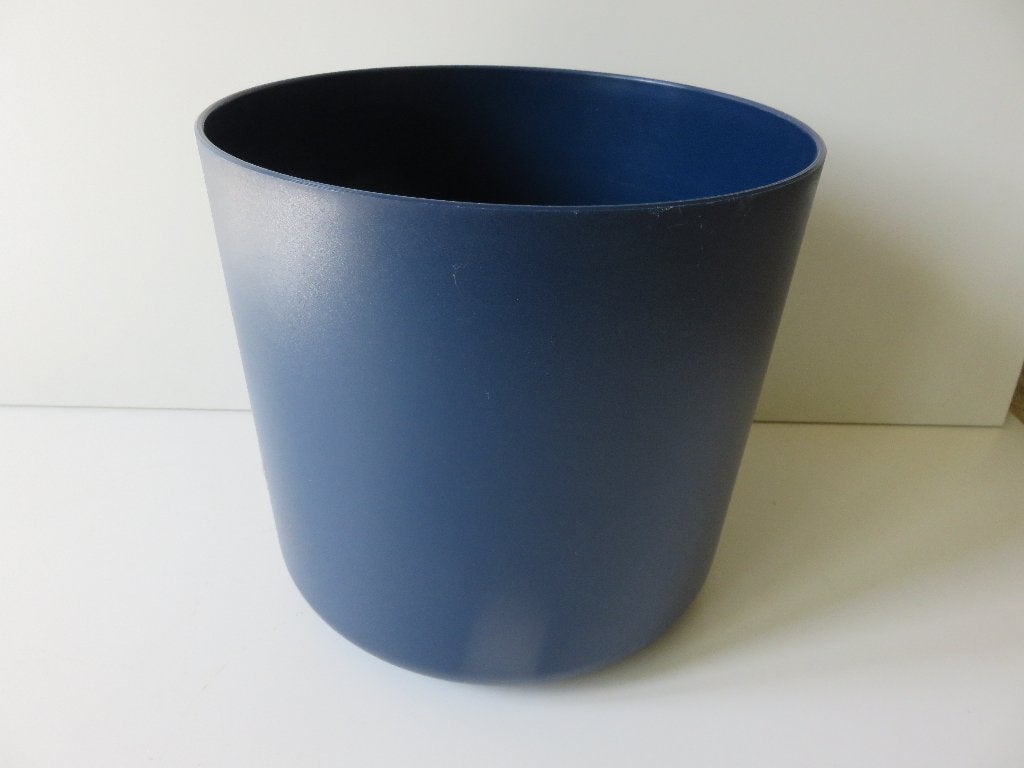 Donkerblauwe vintage kunststof Ypma Charme bloempot, 25 tot 40 cm, Kunststof, Rond, Binnen