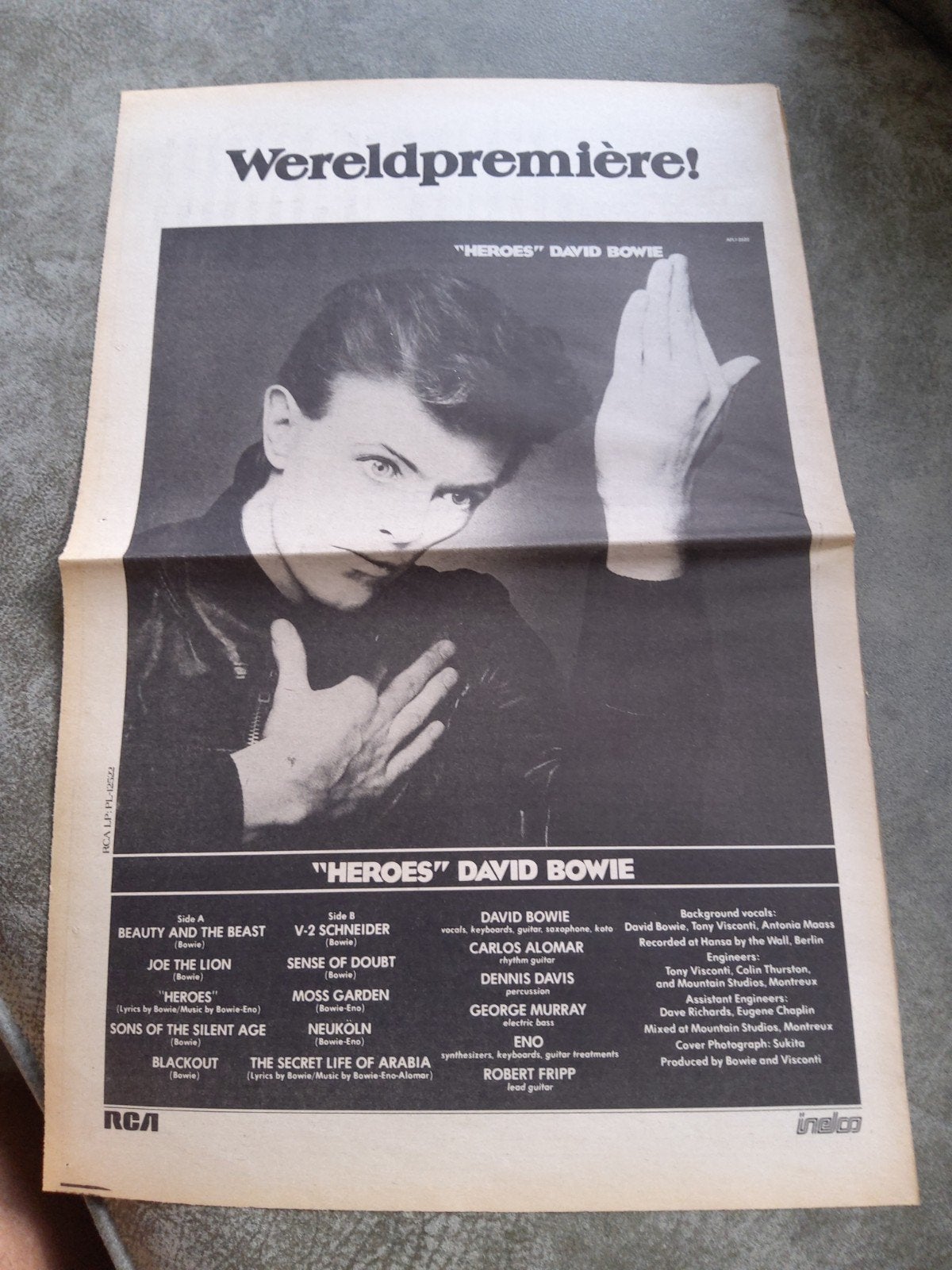David Bowie:  Promo   Heroes, Ophalen of Verzenden, Foto of Kaart