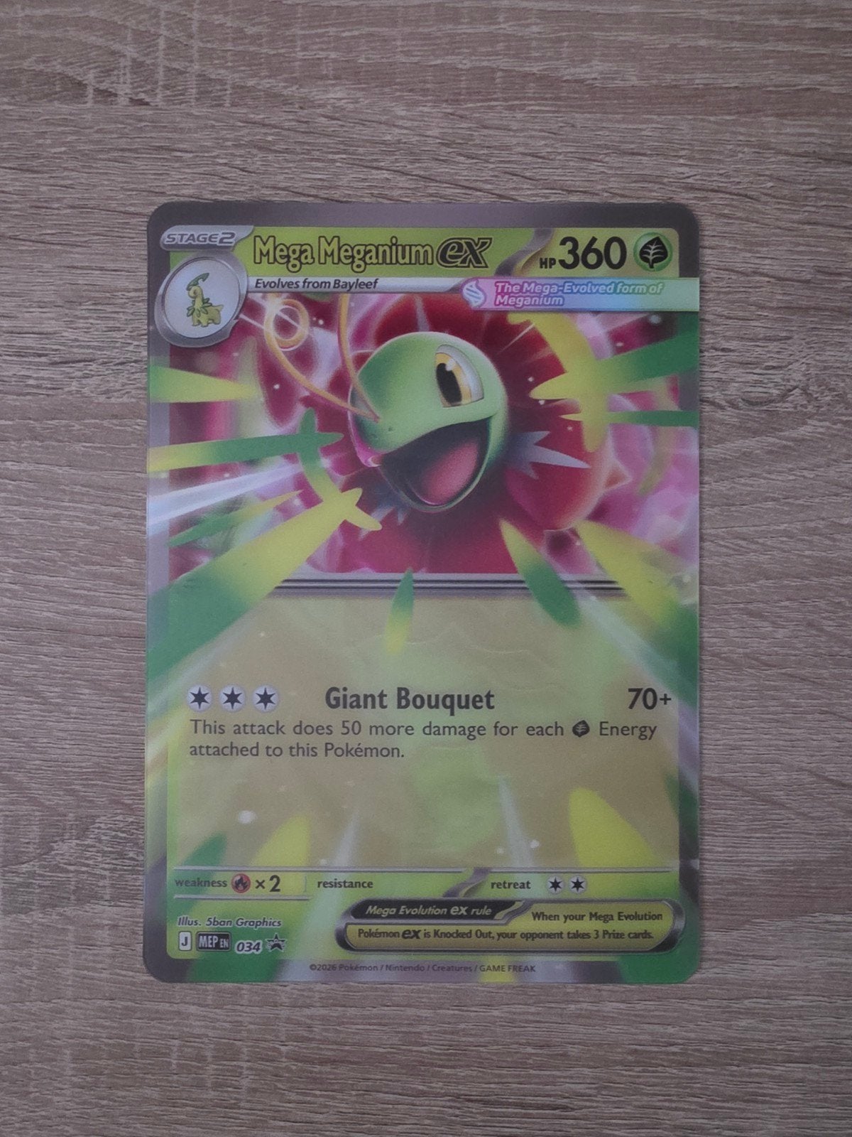 Mega Meganium EX Jumbo Pokémon kaart, Ophalen of Verzenden, Zo goed als nieuw